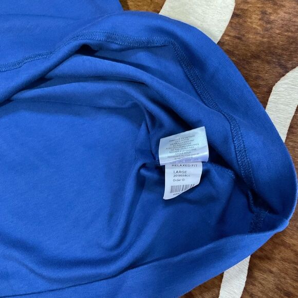 Astor & Black Luxury V-Neck Tee Shirt - Blue Jersey Knit Relaxed Fit Large - Picture 4 of 10